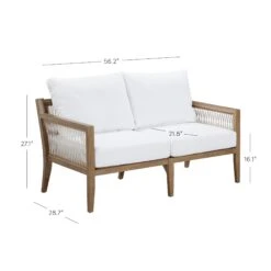 Outdoor Wood Patio Couch White Light Brown -Nathan James 26203 DIM 1f569333 d88f 4ae3 8ced 5320f0adaf91