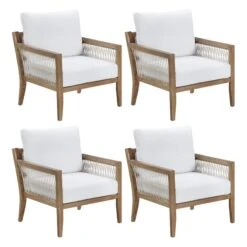 Set Of 4 Outdoor Patio Arm Chairs White -Nathan James 26204 4C WB