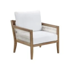 Outdoor Patio Arm Chair White Light Brown -Nathan James 26204 STUDIO 80970e57 f592 40d7 a18d 10646f0cfc3b