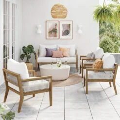 Set Of 2 Outdoor Patio Arm Chairs White -Nathan James 26204FreyaChairLIFESTYLE018