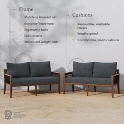 Set Of 2 Outdoor Wood Patio Loveseats Gray -Nathan James 26205 2L FEAT fcb8e864 a581 4a42 a01c 76ddc432a191