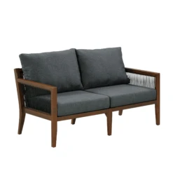 Outdoor Wood Patio Couch Gray Dark Acacia -Nathan James 26205 STUDIO