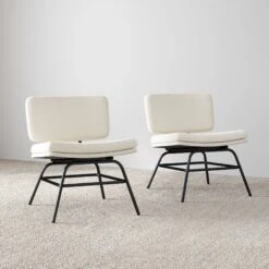 Modern Boucle Accent Chairs Set Of 2