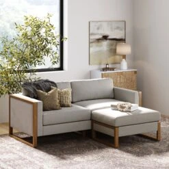 Modern Upholstered Loveseat & Ottoman