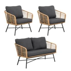 Outdoor Set Wicker Loveseat & 2 Chairs Dark Gray -Nathan James 27900 K WB 9b60586d b169 4635 8a5d df18eb44e20a