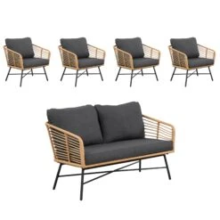 Outdoor Set Wicker Loveseat & 4 Chairs Dark Gray -Nathan James 27900 K5 WB 1c67c6f6 3dec 42cc a119 6b6b7c5ed089