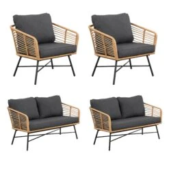 Set Of 2 Outdoor Loveseats & 2 Chairs Dark Gray 8 Set Of 2 Outdoor Loveseats & 2 Chairs Dark Gray -Nathan James 27900 K8 WB