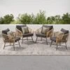 Set Of 4 Outdoor Wicker Chairs Dark Gray