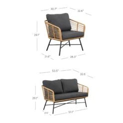 Outdoor Set Wicker Loveseat & 4 Chairs Dark Gray -Nathan James 27901 27902 DIM 1 e566cb04 f52c 4a2e 9ba5 3ca2a41eaf32