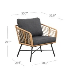 Wicker Outdoor Patio Arm Chairs Dark Gray 4 Wicker Outdoor Patio Arm Chairs Dark Gray -Nathan James 27901 DIM 1