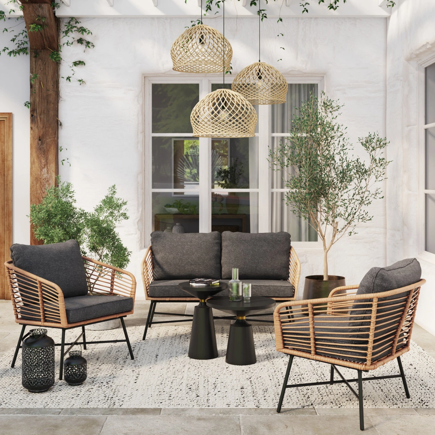 Set of 2 Outdoor Loveseats & 2 Chairs Dark Gray Set Of 2 Outdoor Loveseats & 2 Chairs Dark Gray -Nathan James 27901 K LS upd e15ab552 e814 4cc0 b050 1e49e92ec35e