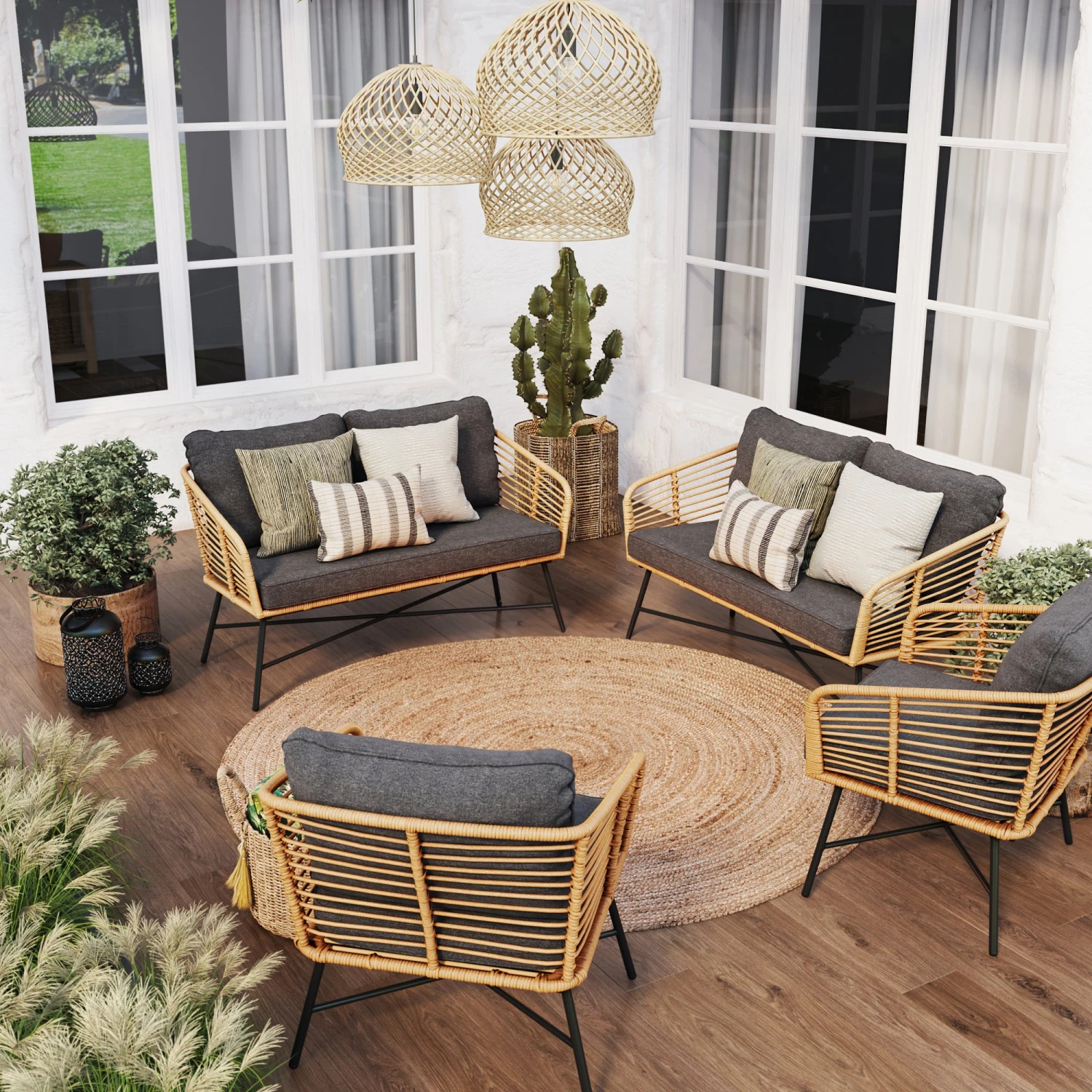 Set of 2 Outdoor Loveseats & 2 Chairs Dark Gray Set Of 2 Outdoor Loveseats & 2 Chairs Dark Gray -Nathan James 27901 K8 LS NoFirePit 50459f84 4bbf 4258 9078 a487f0ad8f1c