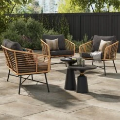 Outdoor Set Wicker Loveseat & 4 Chairs Dark Gray -Nathan James 27901 LS 2 upd 8c5d15ba 83a1 4074 a40f d0ea11e6e363