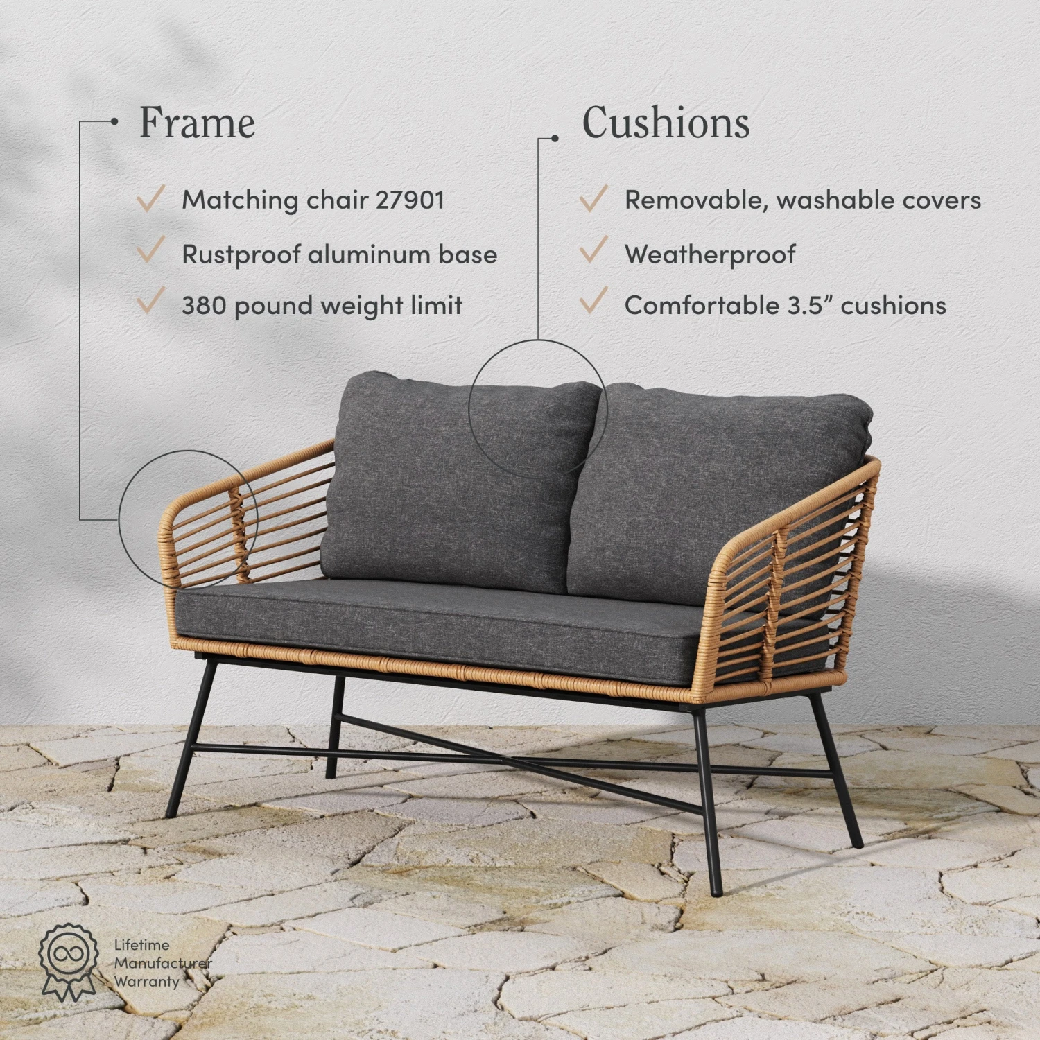 Wicker Outdoor Patio Loveseat Dark Gray Wicker Outdoor Patio Loveseat Dark Gray -Nathan James 27902 FEAT 81cd9e3c 981c 4c1f b3a5 8e21932d51de