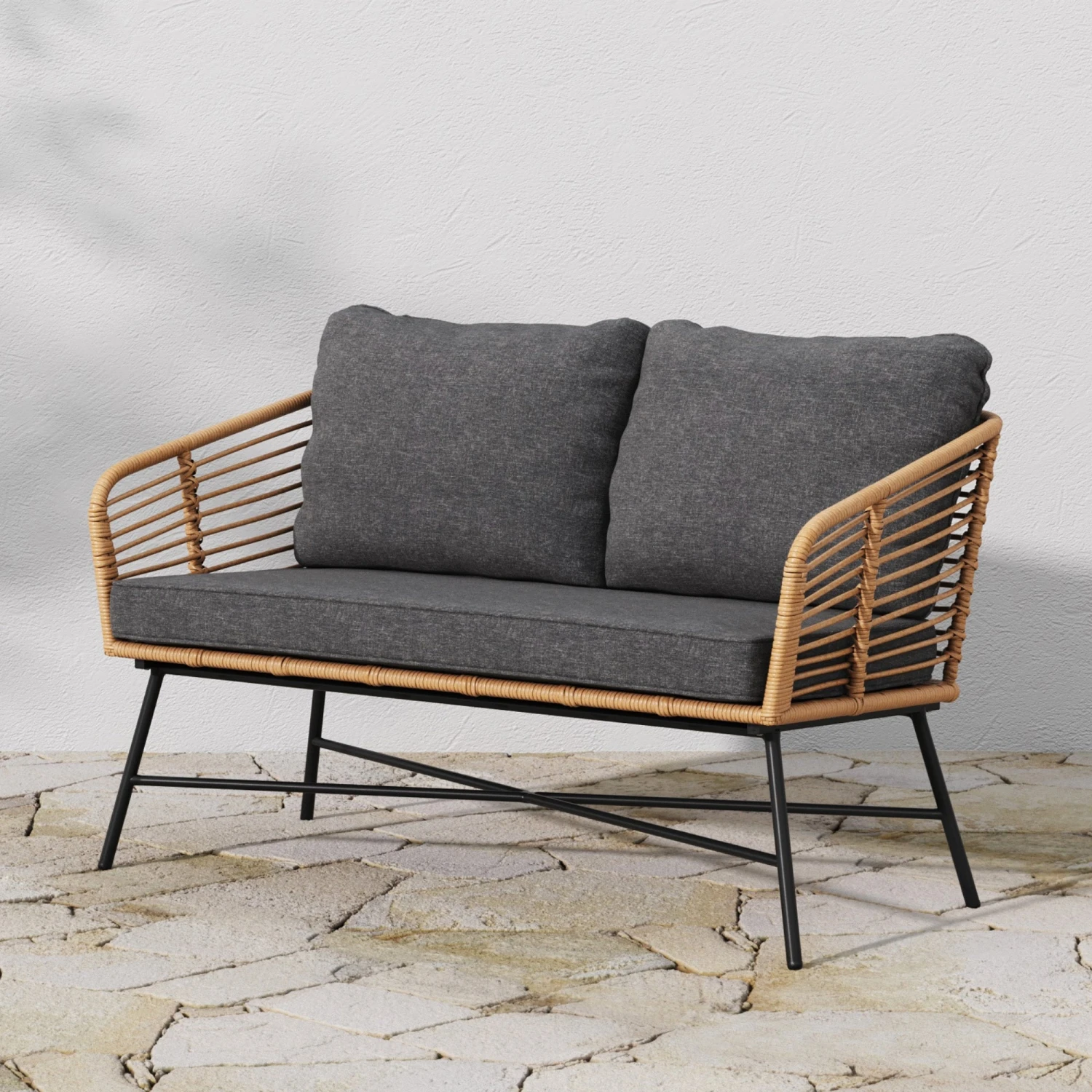 Wicker Outdoor Patio Loveseat Dark Gray Wicker Outdoor Patio Loveseat Dark Gray -Nathan James 27902 HERO e5aa6338 079c 4826 85c6 b6589b570f37