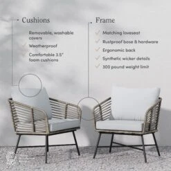 Wicker Outdoor Patio Arm Chairs Light Gray -Nathan James 27903 FEAT de45c852 0494 4ccf bef4 24ad58f17b7b