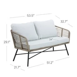 Outdoor Set Wicker Loveseat & 2 Chairs Light Gray -Nathan James 27904 DIM c484e5cd c1f2 4abf bf4d 904767c8f916