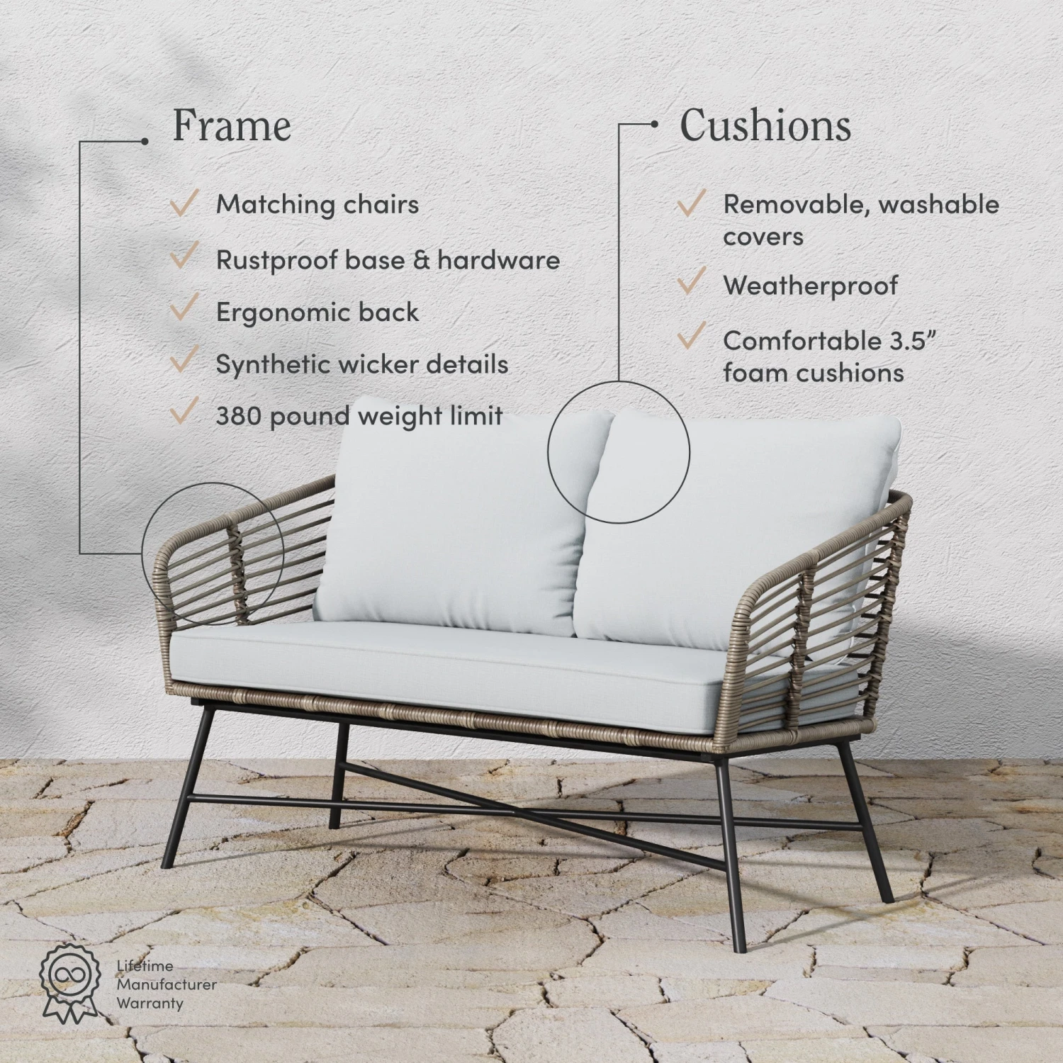 Wicker Outdoor Patio Loveseat Light Gray Wicker Outdoor Patio Loveseat Light Gray -Nathan James 27904 FEAT e0b1b4be 53f0 4bbc a0bc 82ed6926f850