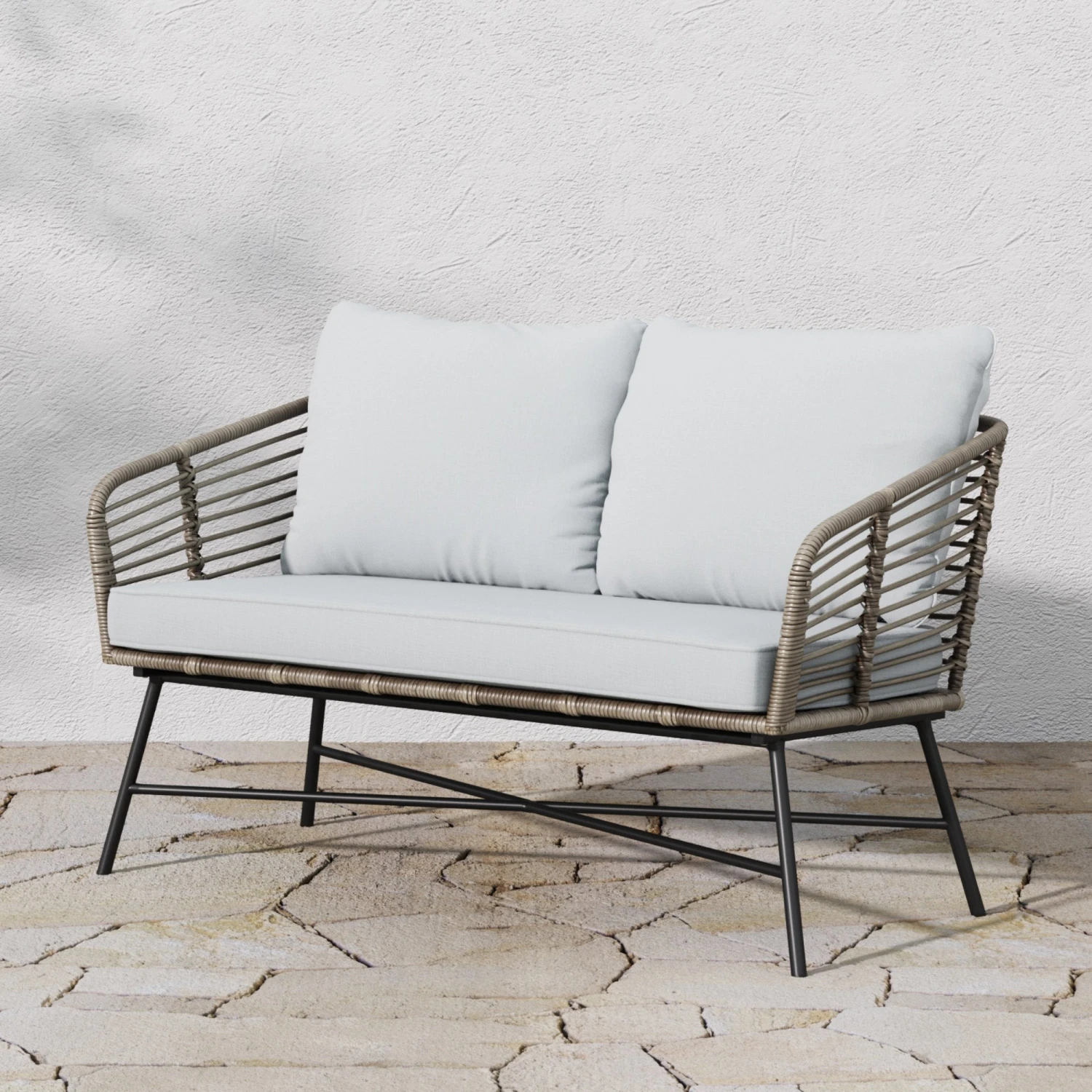 Wicker Outdoor Patio Loveseat Light Gray Wicker Outdoor Patio Loveseat Light Gray -Nathan James 27904 HERO 31651f08 4324 4bdb a4a2 10af10411355