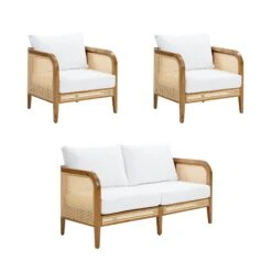 Outdoor Set Rattan Loveseat & 2 Chairs -Nathan James 28501 1L2C WB
