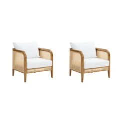 Set Of 2 Rattan Outdoor Patio Arm Chairs -Nathan James 28502 2C WB