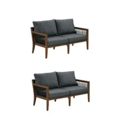 Set Of 2 Outdoor Wood Patio Loveseats Gray -Nathan James 28601 2L WB 2ca18cb2 3928 483c b193 16a58abc3eec