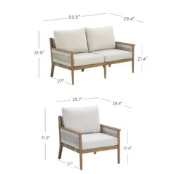Set Of 2 Rope Outdoor Loveseats & 2 Chairs -Nathan James 28601 2L2C DIM cafc468e 93fa 4429 8278 06d1ce3270a4