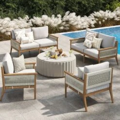 Set Of 2 Rope Outdoor Loveseats & 2 Chairs -Nathan James 28601 2L2C HERO