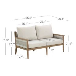 Wood & Rope Outdoor Patio Cushioned Loveseat -Nathan James 28601 DIM a8dcb3d7 7e23 424e 9a5e 43a2192287d5