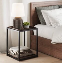 Wood Tray Top End Table Nutmeg