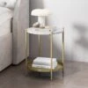 Faux Marble & Metal Round End Table