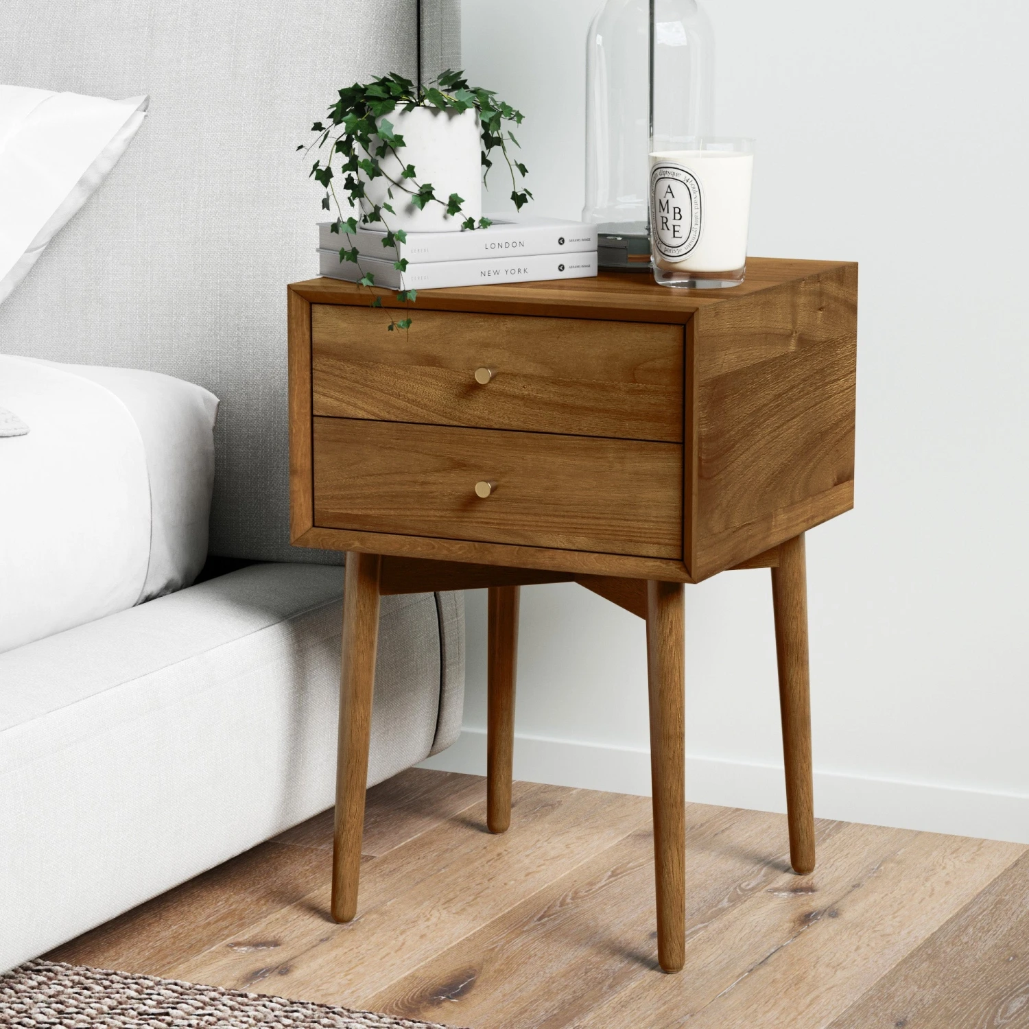 Wood Mid-Century Nightstand White Wood Mid-Century Nightstand White -Nathan James 32704 HERO 0623558d 4771 4995 b85f 564e83c2464c