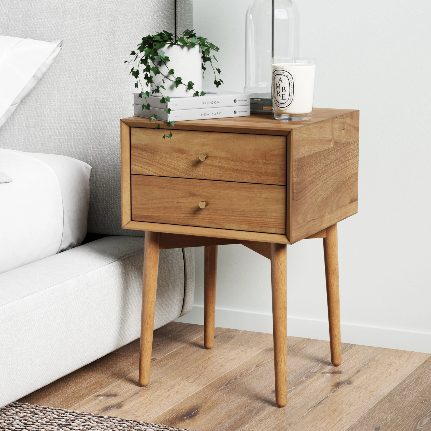 Wood Mid-Century Nightstand Acacia Wood Mid-Century Nightstand Acacia -Nathan James 32704 HERO ec8ca62b a4ff 4e83 a469 3d58ea04fb57