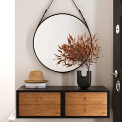Wood Wall Mount Nightstands Black