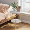 Faux Marble & Metal Tiered Pin Leg End Table