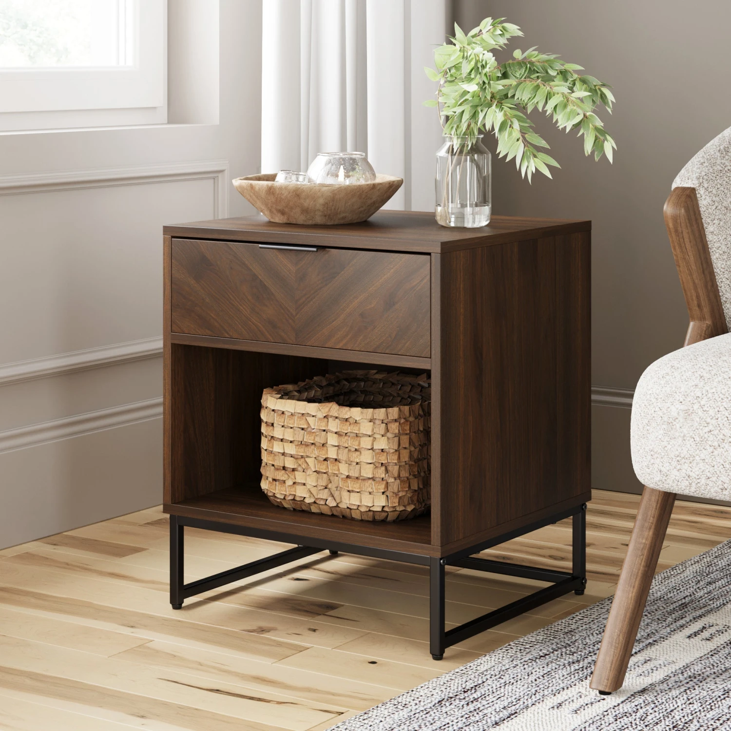 Wood Cabinet Herringbone Nightstand Nutmeg Wood Cabinet Herringbone Nightstand Nutmeg -Nathan James 33802 HERO 2db3da2d ae45 4afa a0e8 cfebf9a14b36