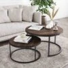 Wood Nesting Coffee Table Set Nutmeg