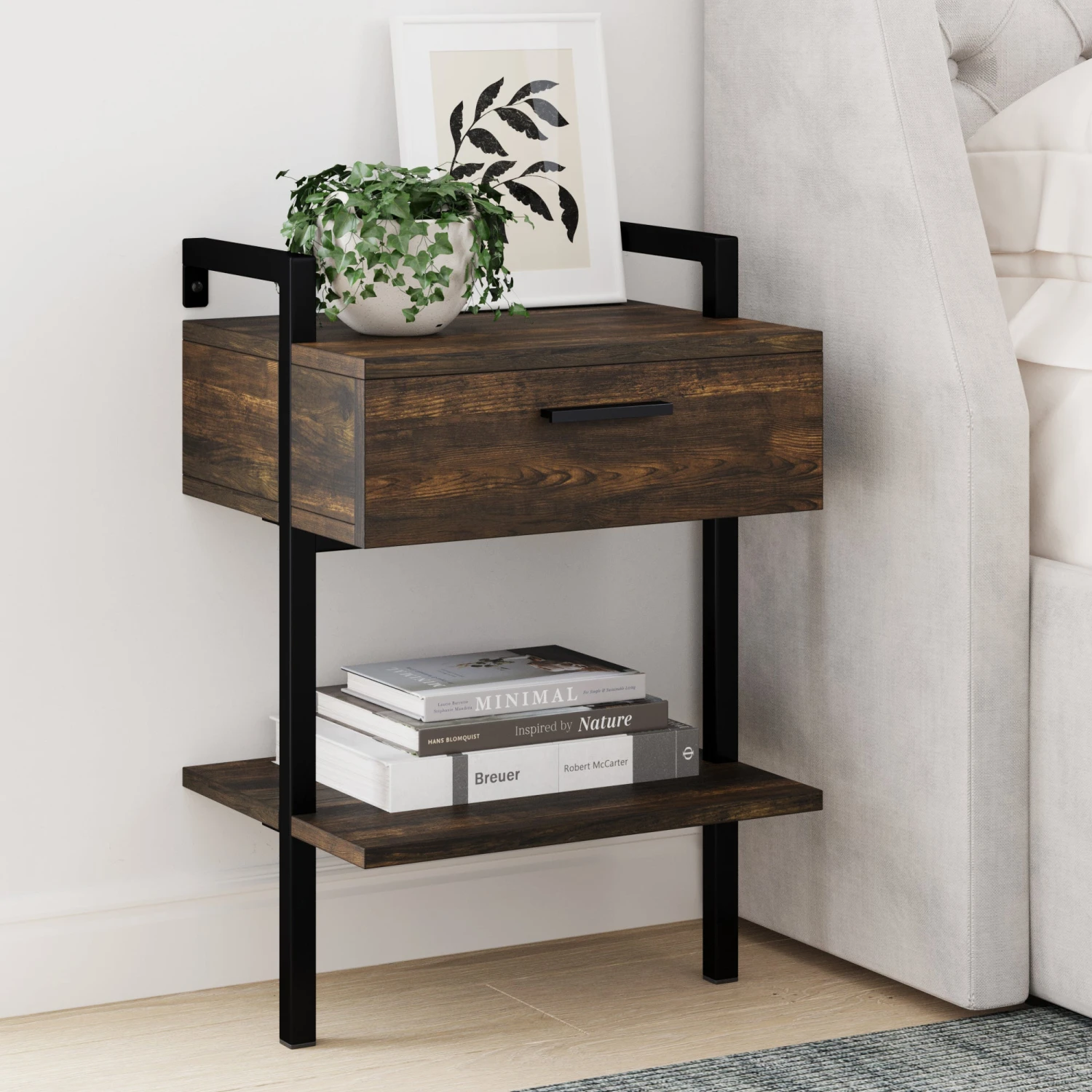 Wood Wall Mount Drawer Nightstand Nutmeg Wood Wall Mount Drawer Nightstand Nutmeg -Nathan James 34504 01 01fb8185 0cd8 4cbe 8aeb 96bc93f0c40a