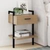 Wood Wall Mount Drawer Nightstand Light Oak