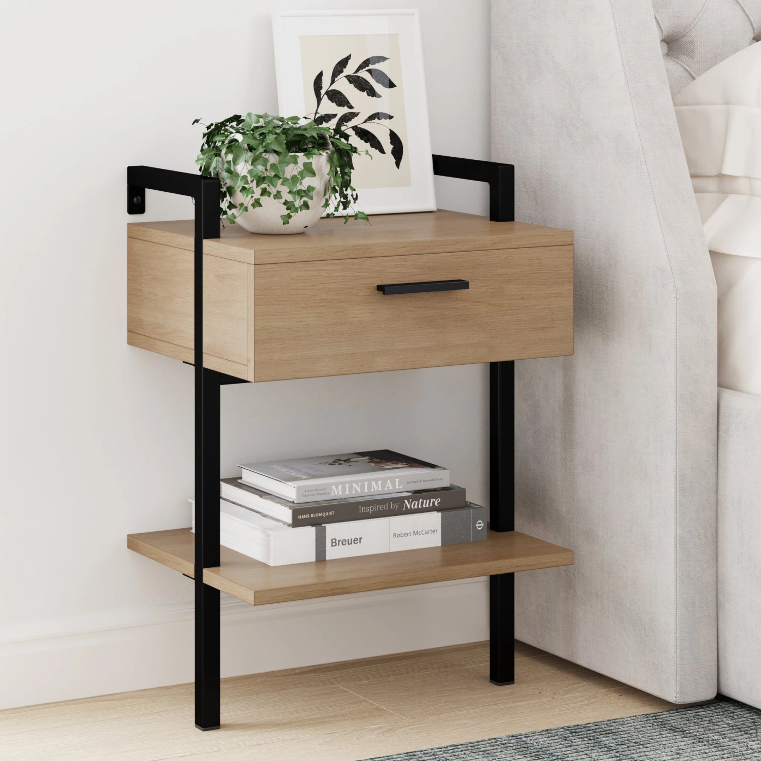 Wood Wall Mount Drawer Nightstand Light Oak Wood Wall Mount Drawer Nightstand Light Oak -Nathan James 34505 33242f45 e16e 4552 950e c4b28f45be82