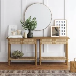 Boho Seagrass Console Sofa Tables