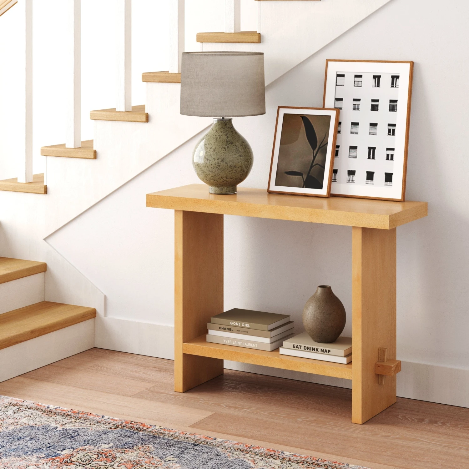 Wood Console Sofa Table Warm Pine Wood Console Sofa Table Warm Pine -Nathan James 37302 LS e62043a6 963b 4554 ae29 9809aa900054