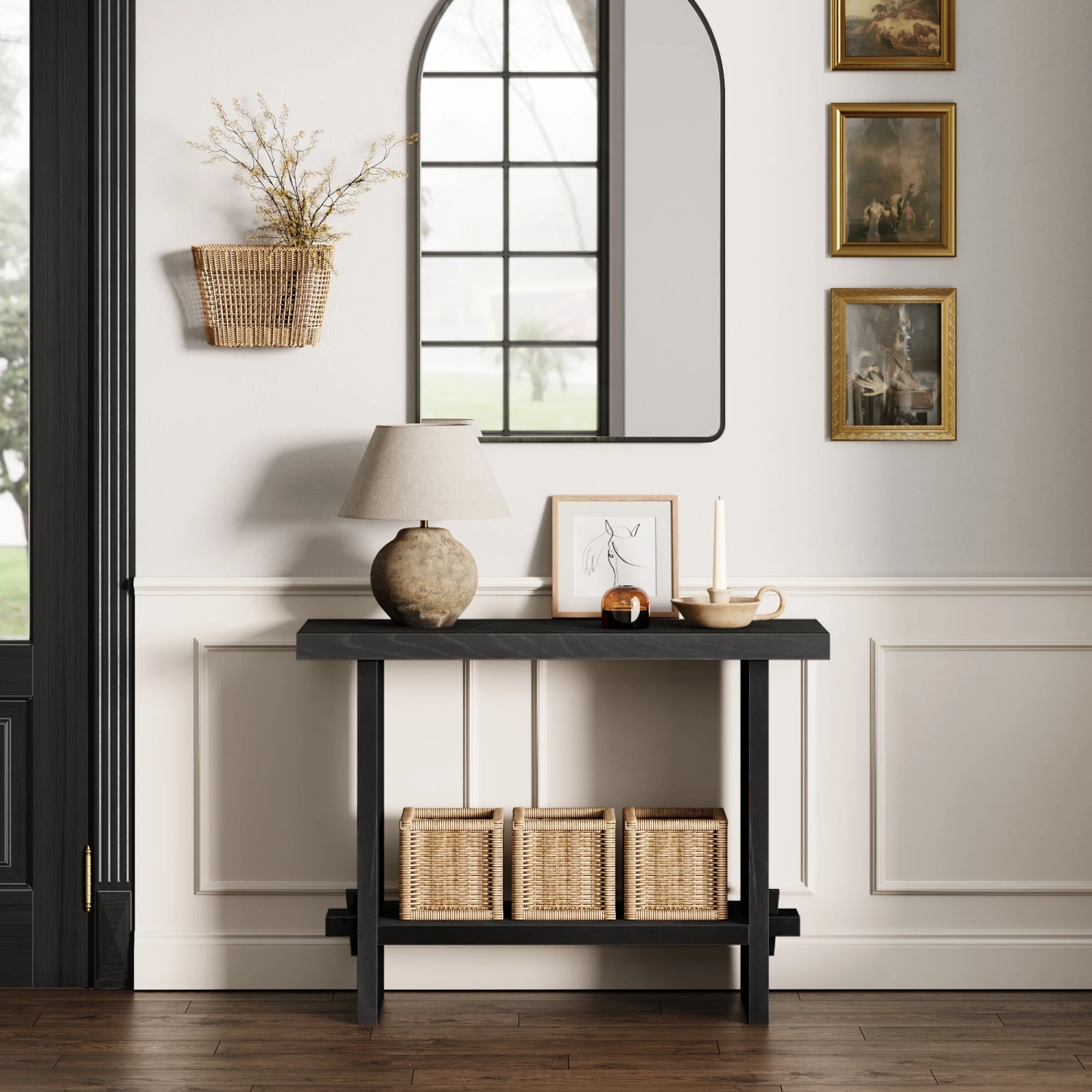 Wood Console Sofa Table Black Oak Wood Console Sofa Table Black Oak -Nathan James 37303 LS 53fa1025 bb40 4f33 81be 09a40e83f1e6
