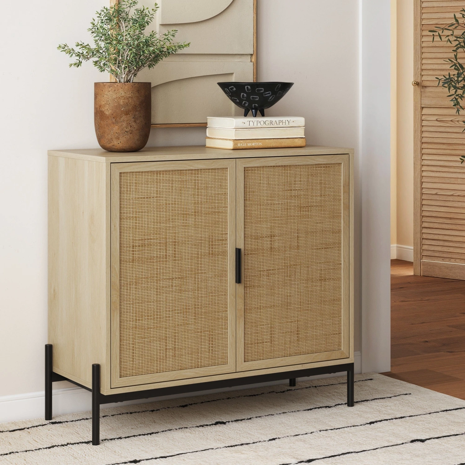 Boho Rattan & Wood Storage Cabinet Light Oak Boho Rattan & Wood Storage Cabinet Light Oak -Nathan James 37806 HERO 3f17eef1 0fa7 4aa5 b4e4 c50580058b38
