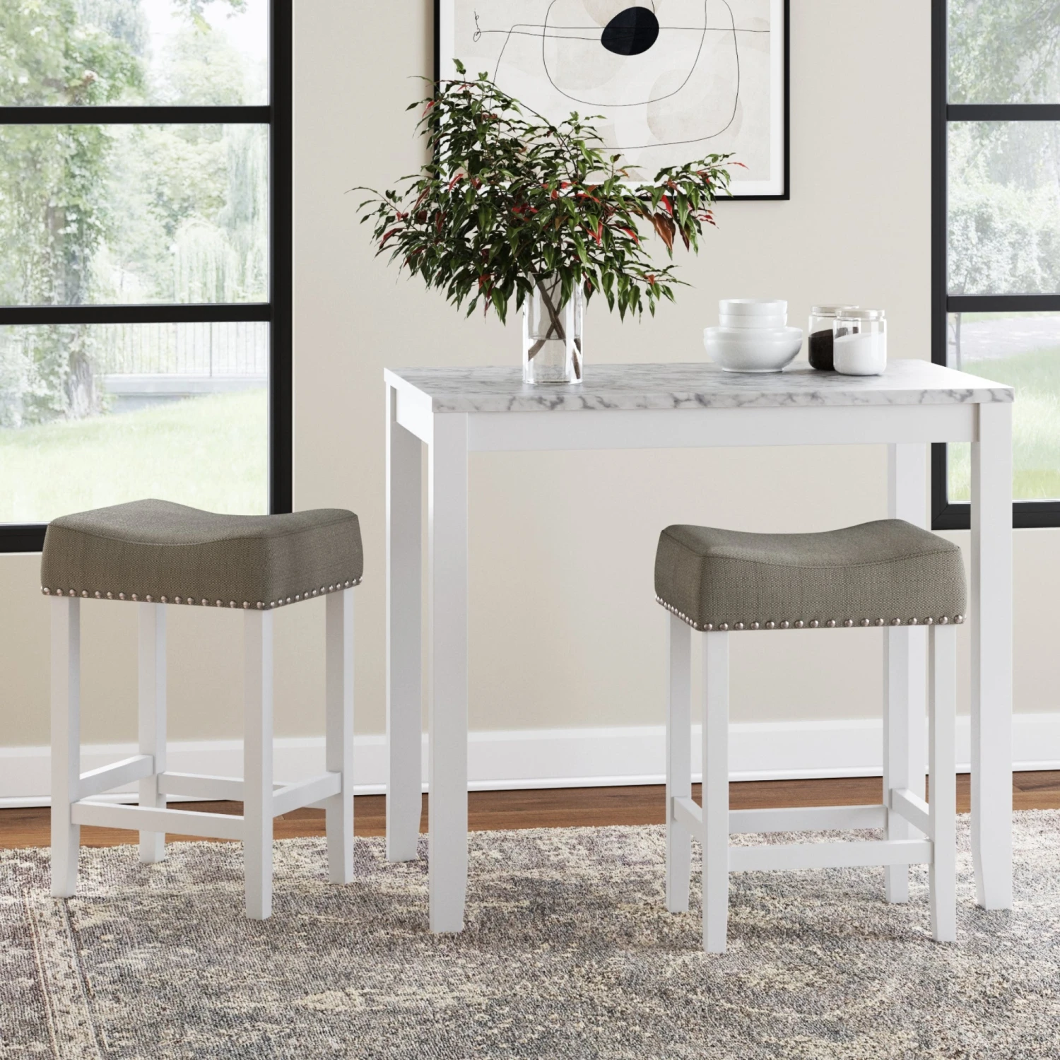 Wood Dining Table & Stool Set White Wood Dining Table & Stool Set White -Nathan James 41201 HERO acfba564 00e4 43e1 ade4 0c640a0b5b93