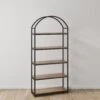Wood & Metal 5-Shelf Arch Bookshelf Oak