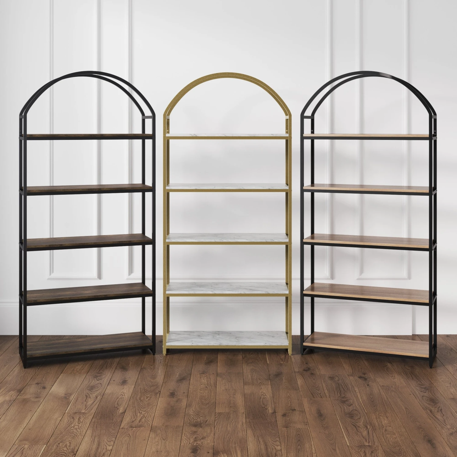 Metal 5-Shelf Arch Bookshelf Gold Metal 5-Shelf Arch Bookshelf Gold -Nathan James 64005 VAR ad1a764f 72c8 4978 a854 1f24586c5be0