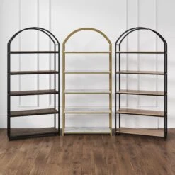 Wood & Metal 5-Shelf Arch Bookshelf Black 2 Wood & Metal 5-Shelf Arch Bookshelf Black -Nathan James 64005 VAR d4520026 9e55 48a5 b600 a7754effcb65