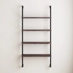 Wood & Metal Wall Mount Floating Bookshelf -Nathan James 65701 HERO DTC