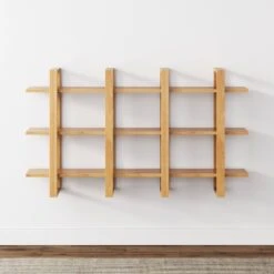 Solid Wood Wall Shelves Warm Pine Set Of 2